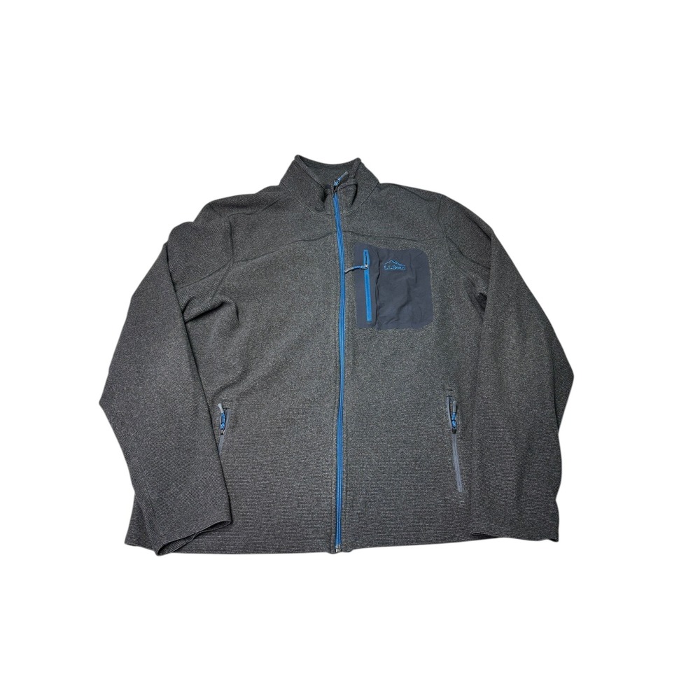 LL Bean Men's XL REG Charcoal Heather Fleece Full Zip Jacket Lined Pocket